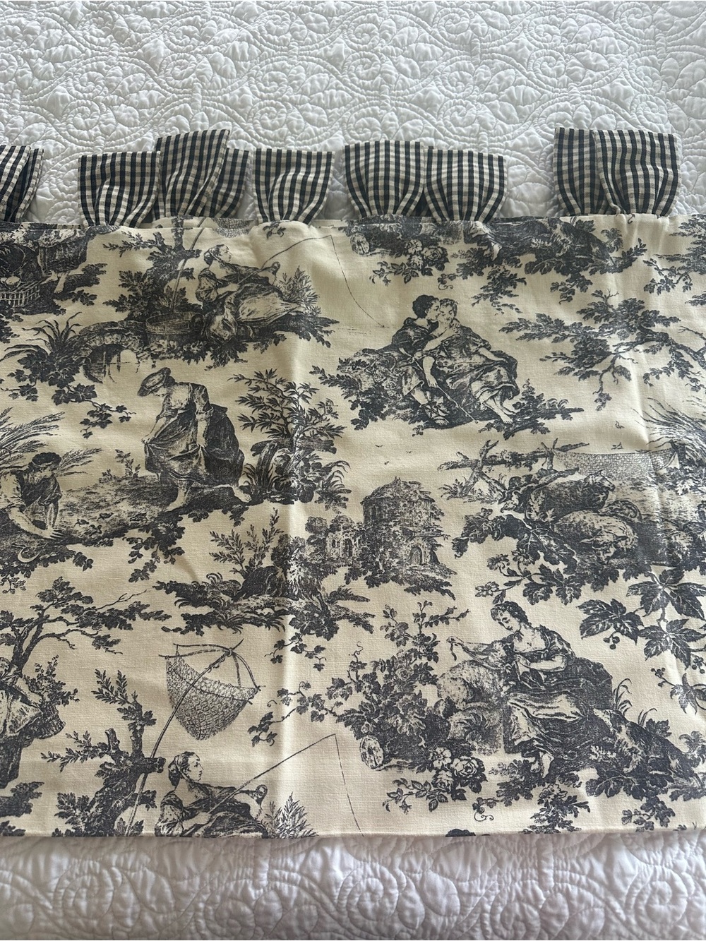 Vintage Waverley Set of 3 Tab Top Toile Valences